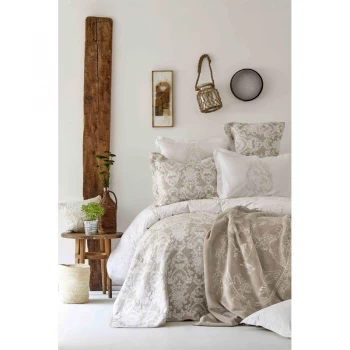 Комплект постельного белья с покрывалом + плед Karaca Home - Onofre bej 2019-1 бежевый евро