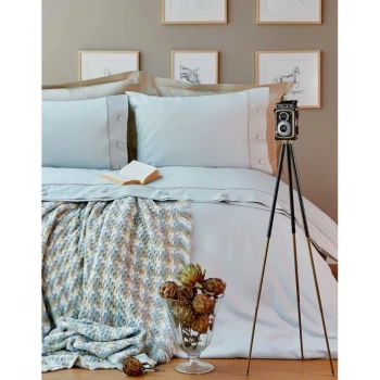 Комплект постільної білизни з пледом Karaca Home - Mia Soft blue 2017-1 блакитний євро