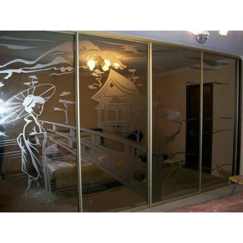 Шафа купе з піскоструминним малюнком на замовлення 5