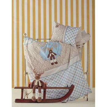 Постільна білизна для немовлят Karaca Home - Deer аплікація блакитна