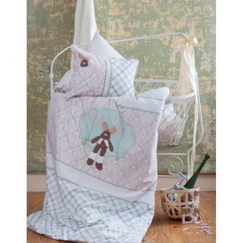 Постільна білизна для немовлят Karaca Home - Deer аплікація зелена