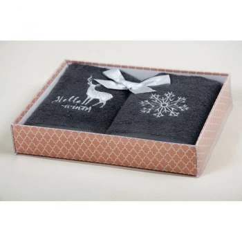 Новогодний набор кухонных полотенец Barine - Winter Silver серый 30*50
