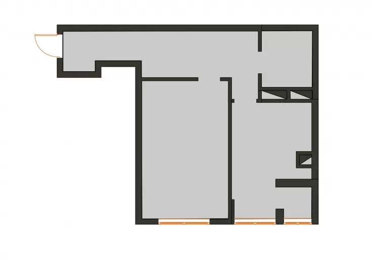 План вихідний у дизайн-проекті смарт-квартири ЖК PARKLAND, 43 м.кв., — дизайнер Ірина Сазонова
