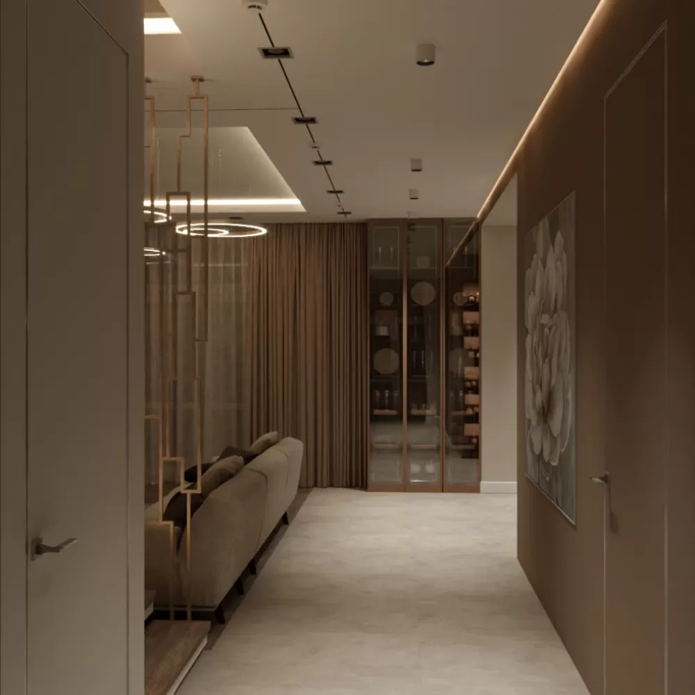 Вітальня — Дизайн-проект житлового будинку в селищі Княжичі, 212 м.кв — студія дизайну Atelier Bergal