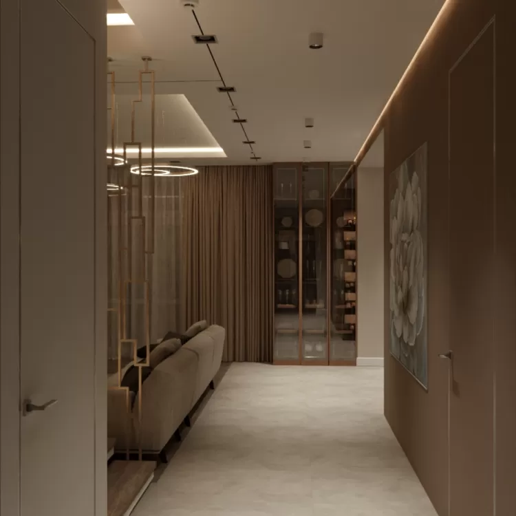 Вітальня — Дизайн-проект житлового будинку в селищі Княжичі, 212 м.кв — студия дизайну Atelier Bergal	