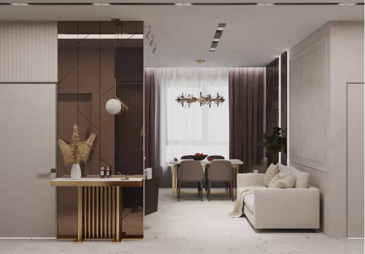 Кухня-гостиная в дизайн-проекте квартиры  ЖК Заречный 120 м. кв.— студия дизайна KEY Design