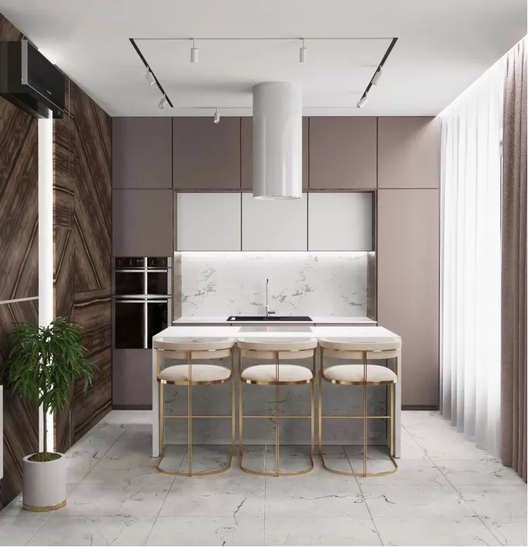 Кухня-гостиная в дизайн-проекте квартиры  ЖК Заречный 120 м. кв— студия дизайна KEY Design