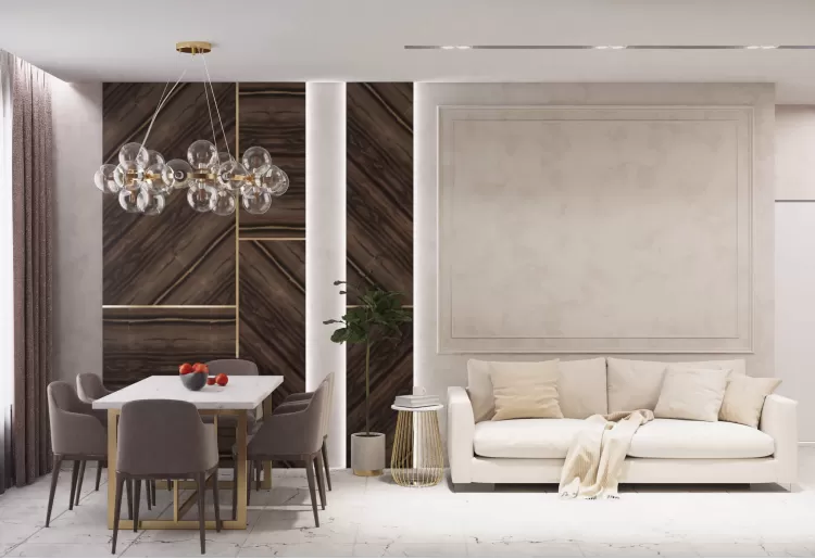 Кухня-гостиная в дизайн-проекте квартиры  ЖК Заречный 120 м. кв.— студия дизайна KEY Design