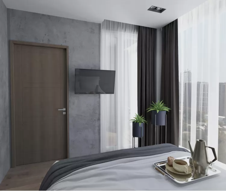 Спальня в дизайн-проекте квартиры ЖК Славутич, 39 м.кв — студия дизайна KEY Design