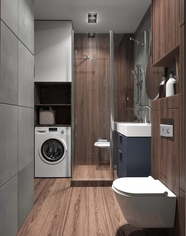 Санузел в дизайн-проекте квартиры  ЖК Славутич 39м.кв — студия дизайна KEY Design