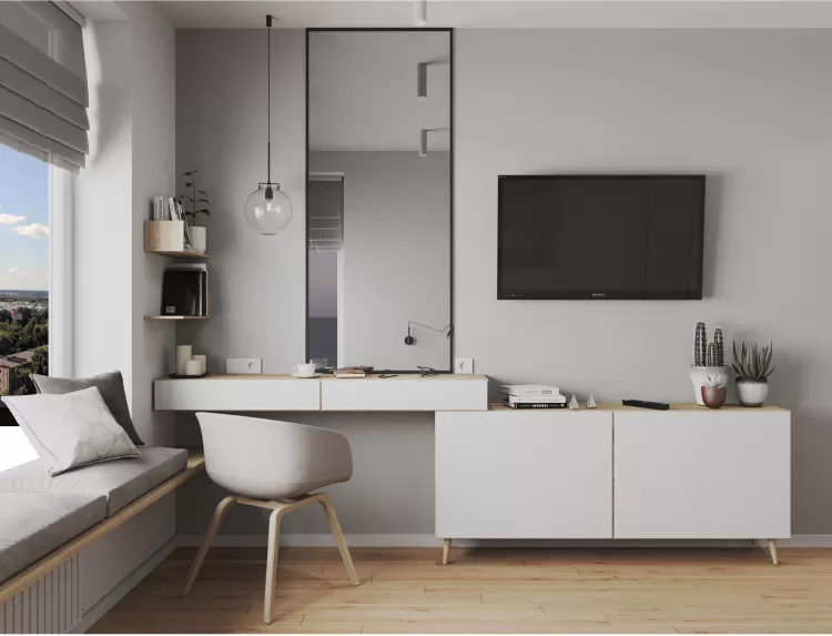 Кухня-вітальня у дизайн-проект 2-квартири в ЖК Зарічний, 50м.кв. - студія дизайну KEY Design