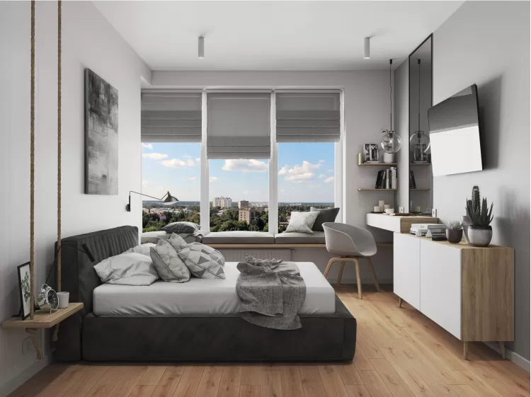 Спальня в дизайн-проект 2-квартиры в ЖК Заречный, 50м.кв. —  студия дизайна KEY Design