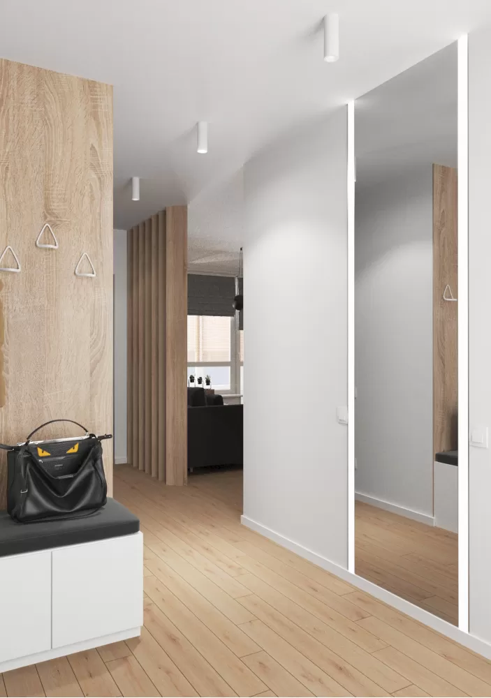 Прихожая в дизайн-проект 2-квартиры в ЖК Заречный, 50м.кв. —  студия дизайна KEY Design