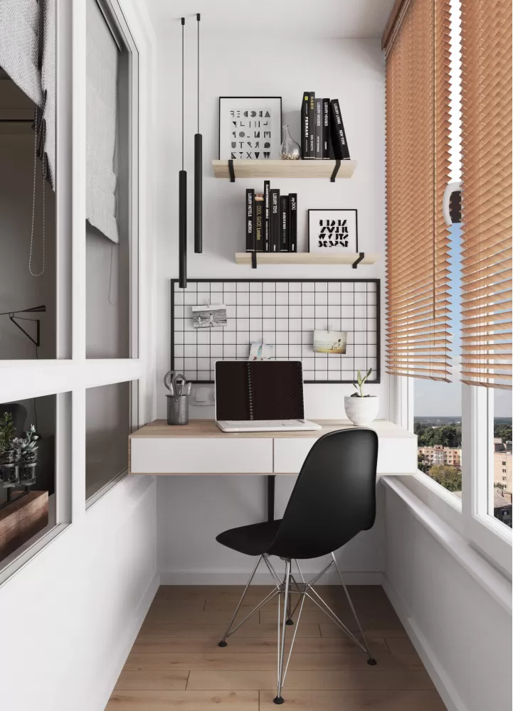 Балкон в дизайн-проекте 2-комнатной квартиры в ЖК Заречный, 50м.кв, фото 2 —  студия дизайна KEY Design