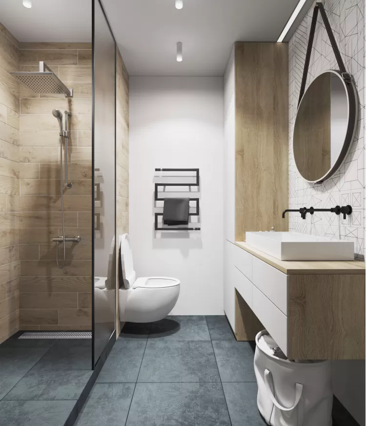 Санузел в дизайн-проект 2-квартиры в ЖК Заречный, 50м.кв., —  студия дизайна KEY Design 
