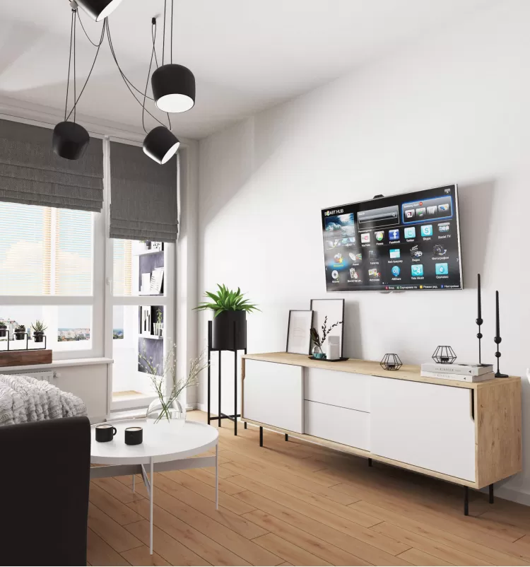 Кухня-вітальня у дизайн-проект 2-квартири в ЖК Зарічний, 50м.кв. - студія дизайну KEY Design