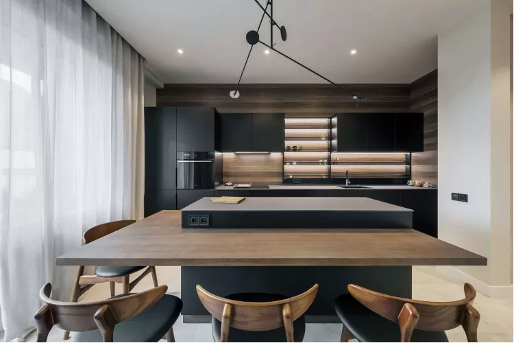 Кухня-вітальня в дизайн-проекті квартири в КД GOGOL 47, 82 м.кв. - студія дизайну TABOORET