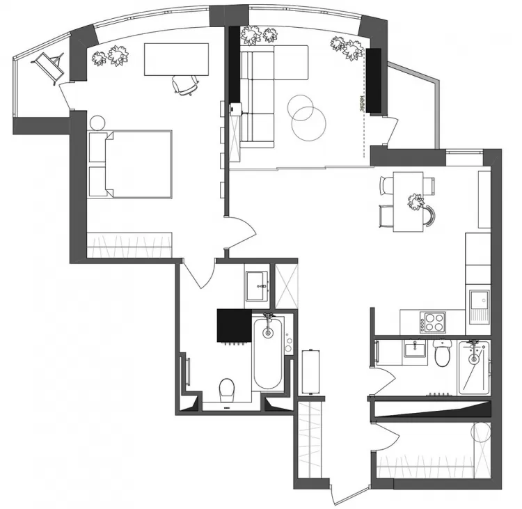 План-проекту — Дизайн-проект квартири R65 apartment в ЖК Київська Венеція, 65м.кв — студія дизайну TABOORET