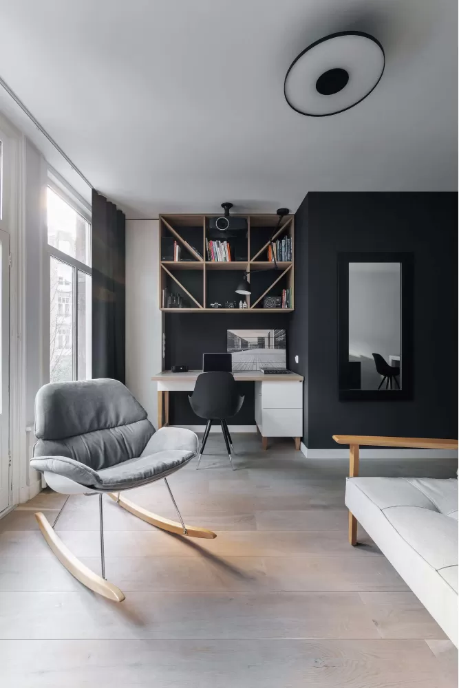 Вітальня - Дизайн-проект квартири Amsterdam De Pijp у скандинавському стилі, 42 м.кв - студія дизайну TABOORET