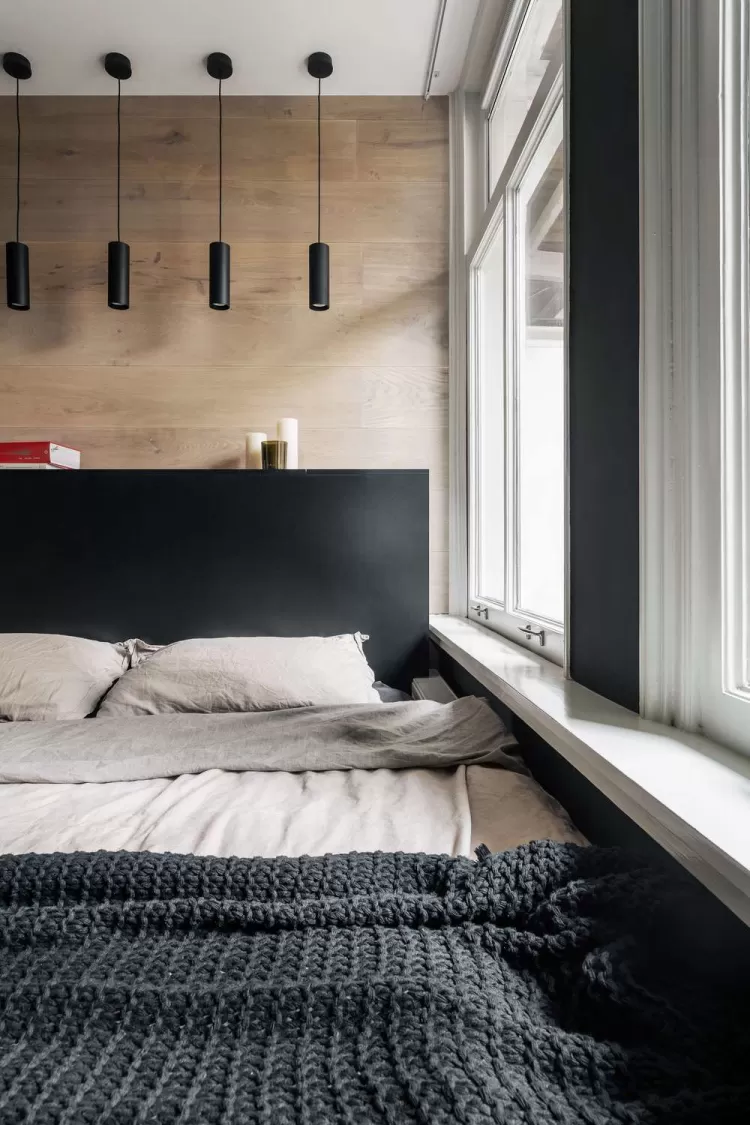 Спальня  — Дизайн-проект квартиры Amsterdam De Pijp в скандинавском стиле, 42 м.кв — студия дизайна TABOORET