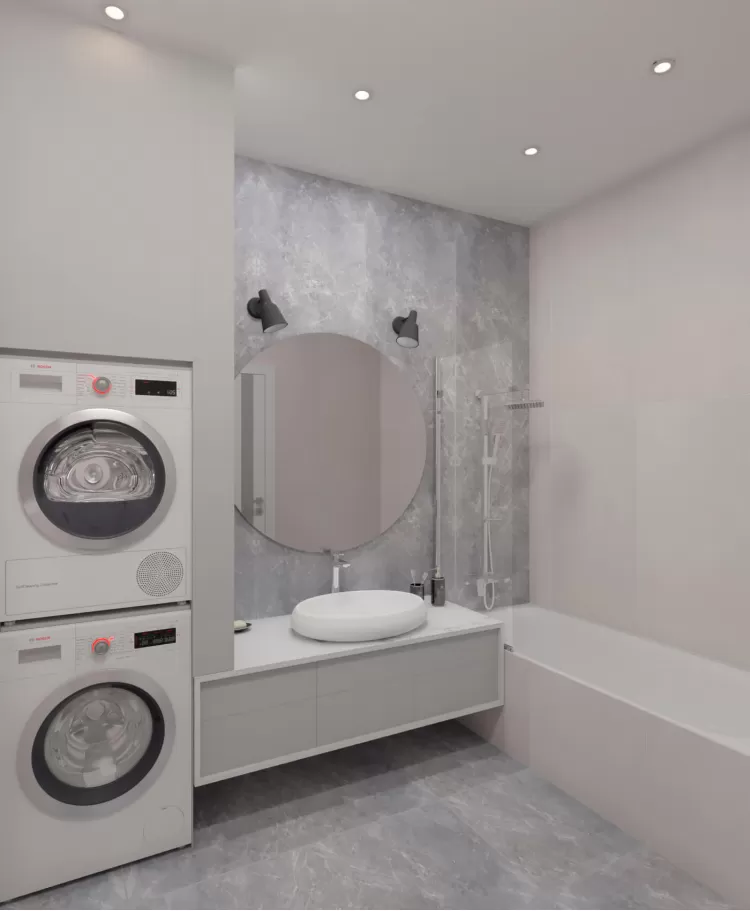 Ванна - Дизайн-проект 2-кімнатної квартири в ЖК Омега, 64 м.кв - дизайнер Олена Курник