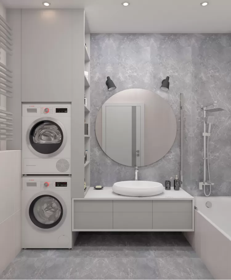 Ванная — Дизайн-проект 2-комнатной квартиры в ЖК Омега, 64 м.кв — дизайнер Елена Курник