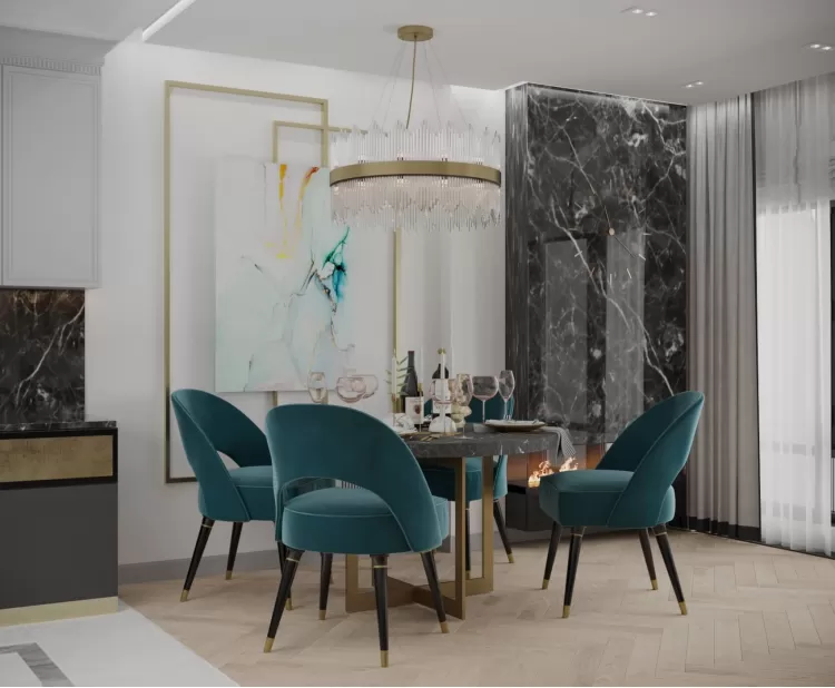 Обідня зона — Дизайн-проект квартири-студії у ЖК Башта Chkalov, 60м.кв — дизайнер Олена Курник
