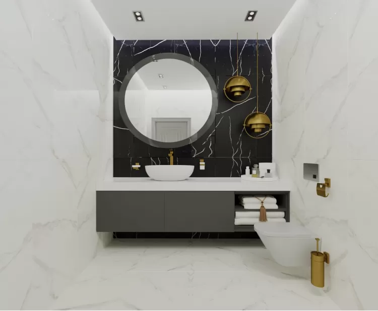 Санузел — Дизайн-проект квартиры-студии в ЖК Башня Chkalov, 60м.кв — дизайнер Елена Курник