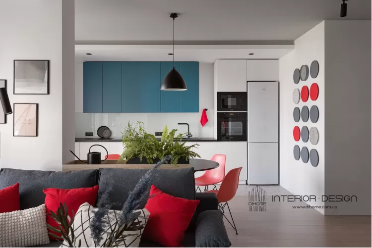 Фото: Кухня-гостиная – BRIGHT MOOD – интерьер однокомнатной квартиры 47 м2 – 2144