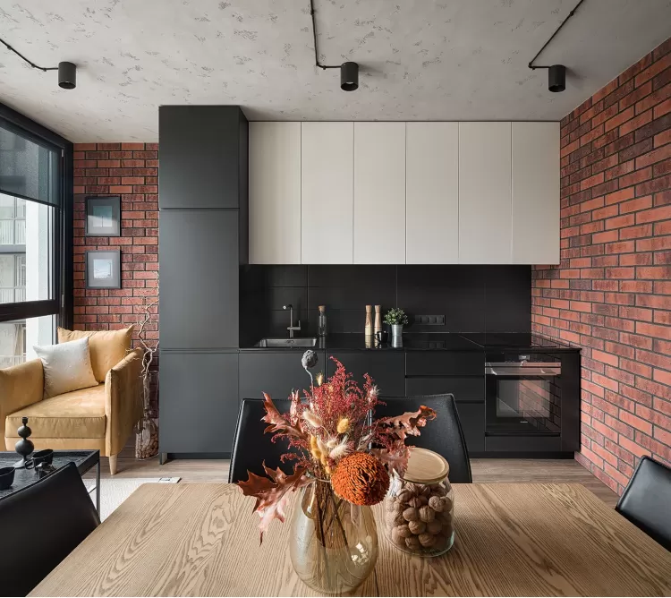 Фото интерьера: Дизайн кухни студии в стиле Лофт – URBAN LIGHT: квартира в стиле Лофт, 65 м2 – 2195