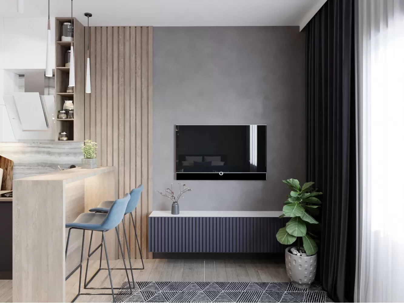 Кухня-гостиная – качественное фото квартиры № 2106