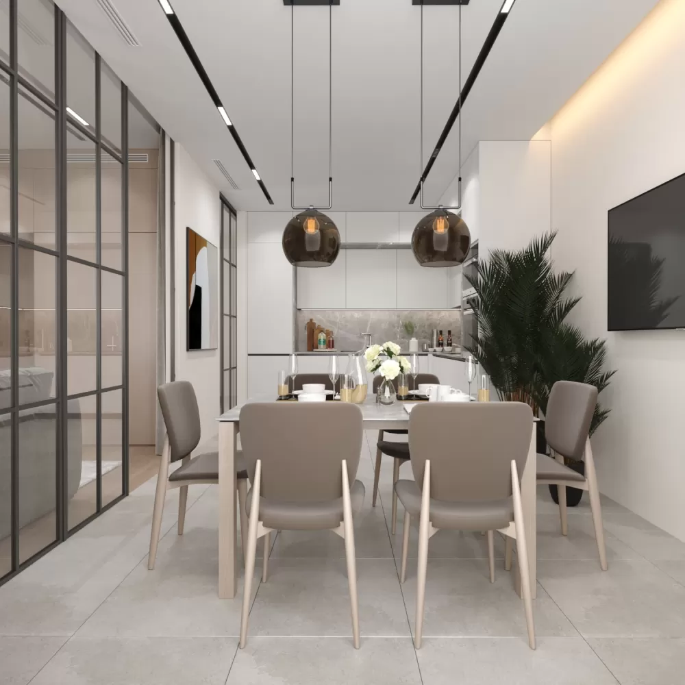 Обідня зона в дизайн-проекті 2-кімнатної квартири в КД Art Hall, 94м.кв. - Novoselskiy Design