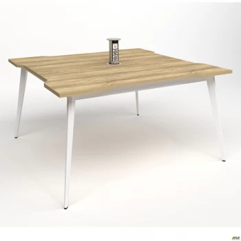 Стол переговоров+Розетка Delta DL-111 (1390х1390х750мм) Блэквуд Ячменный/Каркас белый