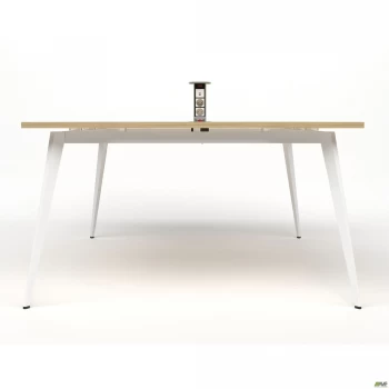 Стол переговоров+Розетка Delta DL-111 (1390х1390х750мм) Блэквуд Ячменный/Каркас белый