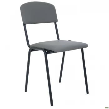 Стілець Майстер чорний Кожзам сірий