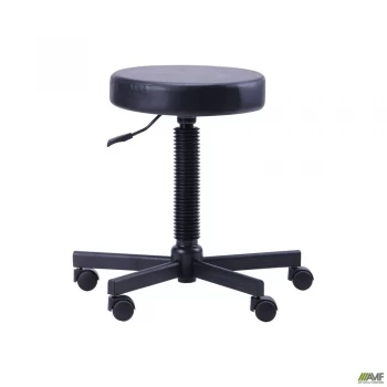 Табурет Грас Кожзам чорний на роликах