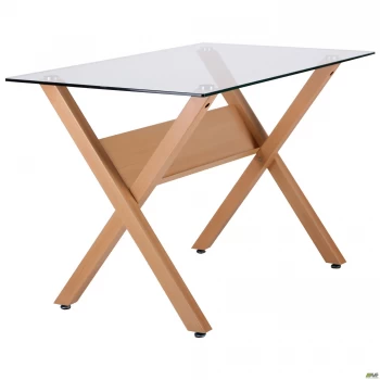 Стіл обідній Maple бук/скло прозоре