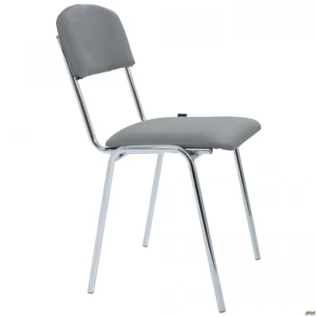 Стілець Майстер хром Кожзам сірий