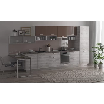 Модульная кухня Дуб полярный Какао 4200 мм.