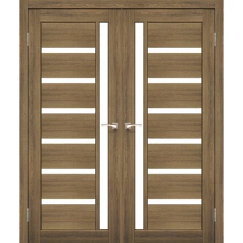 Двери серые Valentino Deluxe VLD-01 Корфад дуб браш стекло Сатин