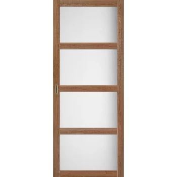 Дверь купе в комнату BL-01 дуб браш, стекло сатин 