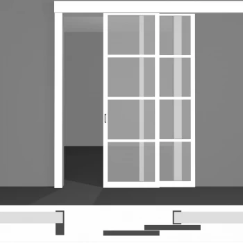 Двери купе P02.1в • два полотна высотой до 2430 мм вдоль стены • светлый экошпон