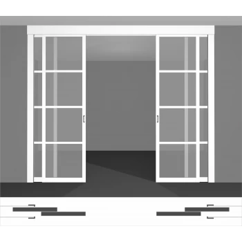 Индивидуально изготовленная межкомнатная перегородка для квартиры, готова к покупке - P02.2dvs двойной комплект под потолок • установка внутрь стены