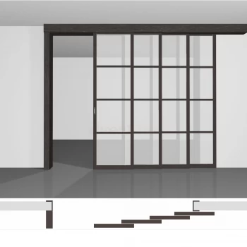 Недорогая межкомнатная перегородка для квартиры, изготовленная по индивидуальным размерам, готова к покупке - P04.1 на четыре створки высотой до 2430 мм • с монтажом вдоль стены