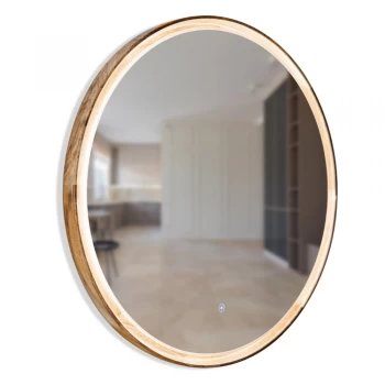 Стильное круглое зеркало на стену Solar Eclipse орех LED 600