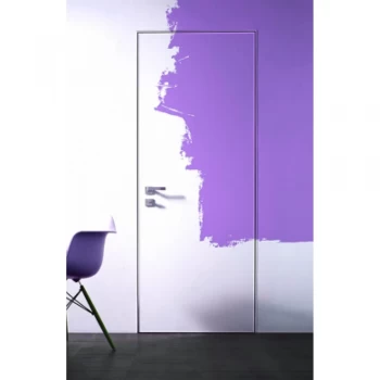 Скрытая дверь –  Дверной блок скрытого монтажа покрытия грунт/RAL короб мат. хром (с торцевым профилем) открытие INSIDE