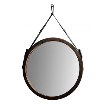 Интригующее зеркало круглое на стену BLACK WATER with strape