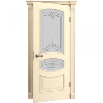 Двери классика Caro 50 Ясен Crema (застекленная)