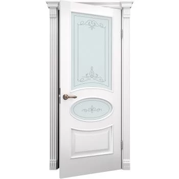 Прованс двери Caro 55 Ясень белый Эмаль (застекленная)