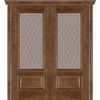 Двери межкомнатные классика Caro 52 Дуб браун (застекленная)